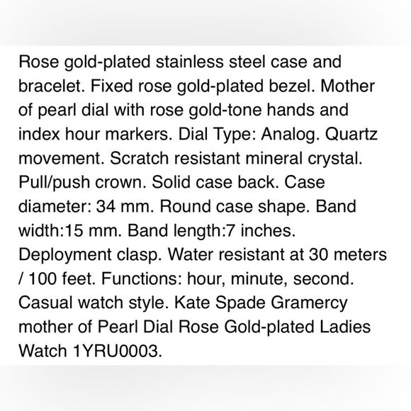 Kate Spade Rose Gold Gramercy Watch